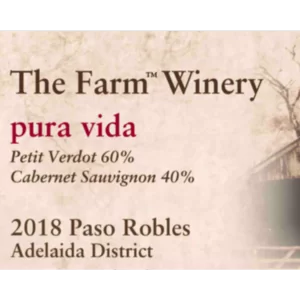 The Farm Winery 2018 Adelaida District Paso Robles Pura Vida Red