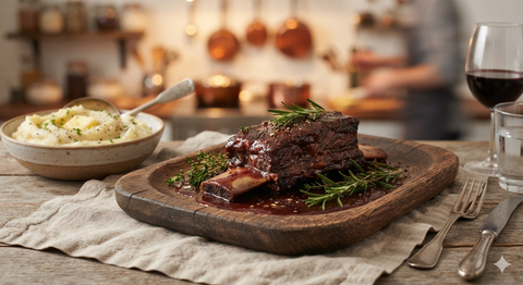 Braised Beef Ribs from  Mario Bazán Cellars